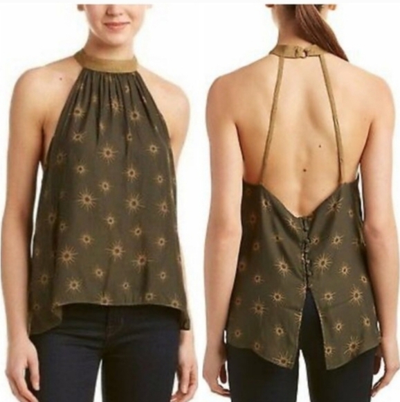 Free People though the night green sun halter top - Picture 1 of 11